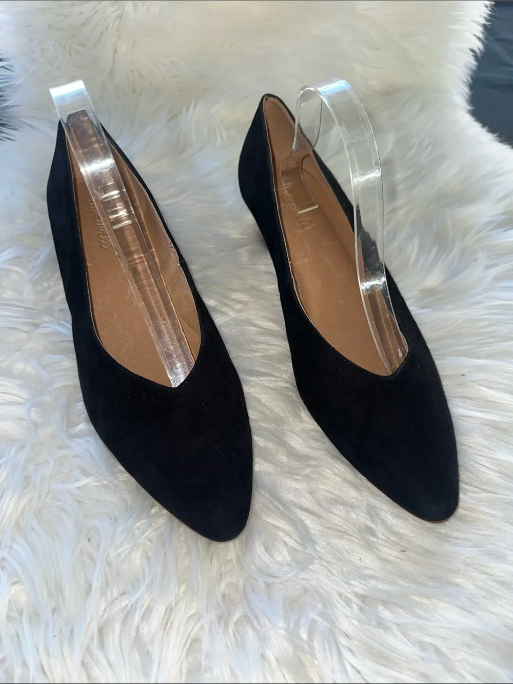 Madewell The Etta Black Suede Pointed Toe Pumps/ Heels
